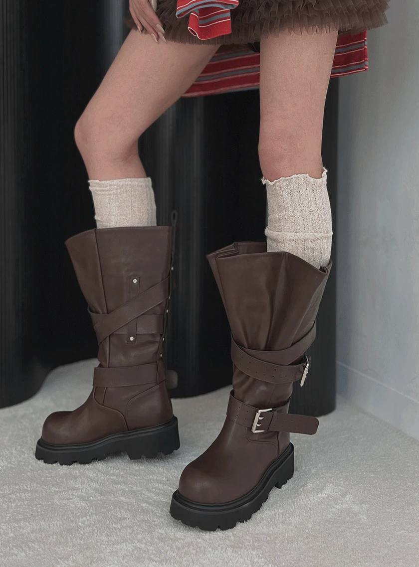 m2602-12 와이드핏 스트랩 버클 바이커부츠