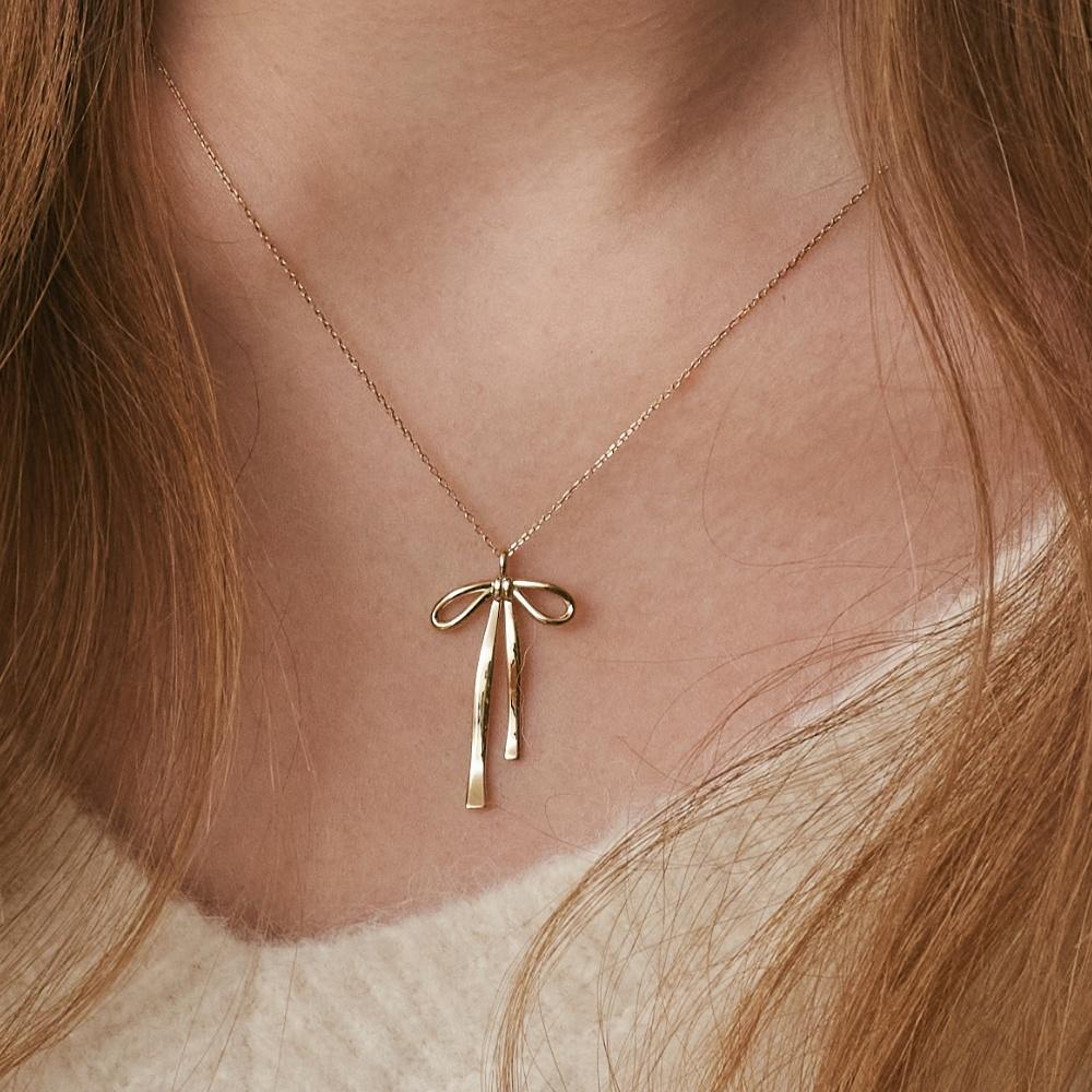 14k 포인트 리본 타이 목걸이