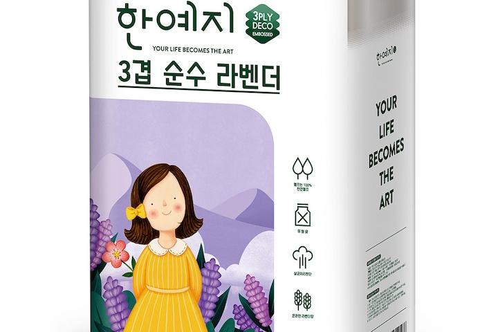 라벤더 3겹 데코 천연펄프 화장지 25m 30롤 1팩