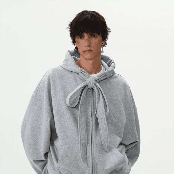 American retro strap design hooded sweatshirt