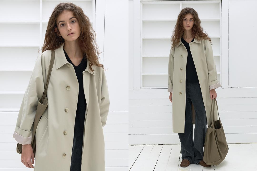 Balmacaan trench coat (beige)