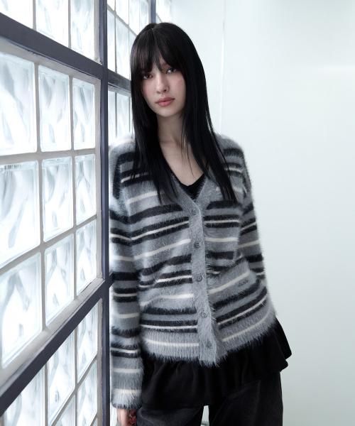 FLUFFY LOOSE FIT CARDIGAN GRAY