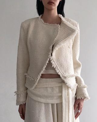 etty fringe tweed jacket (2color)