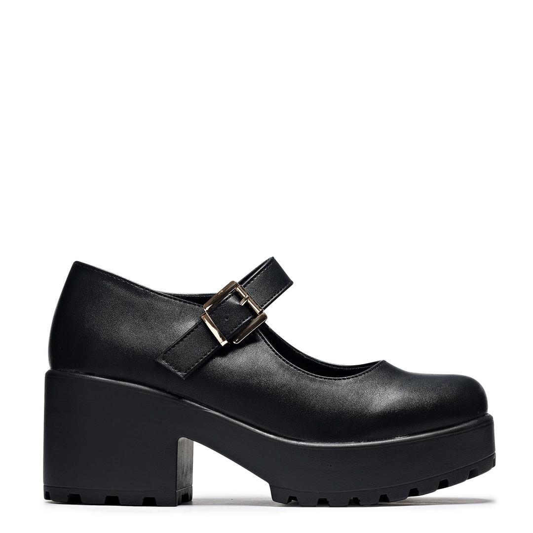 Tira Mary Jane Shoes 'Faux Leather Edition' - UK 3 / Black