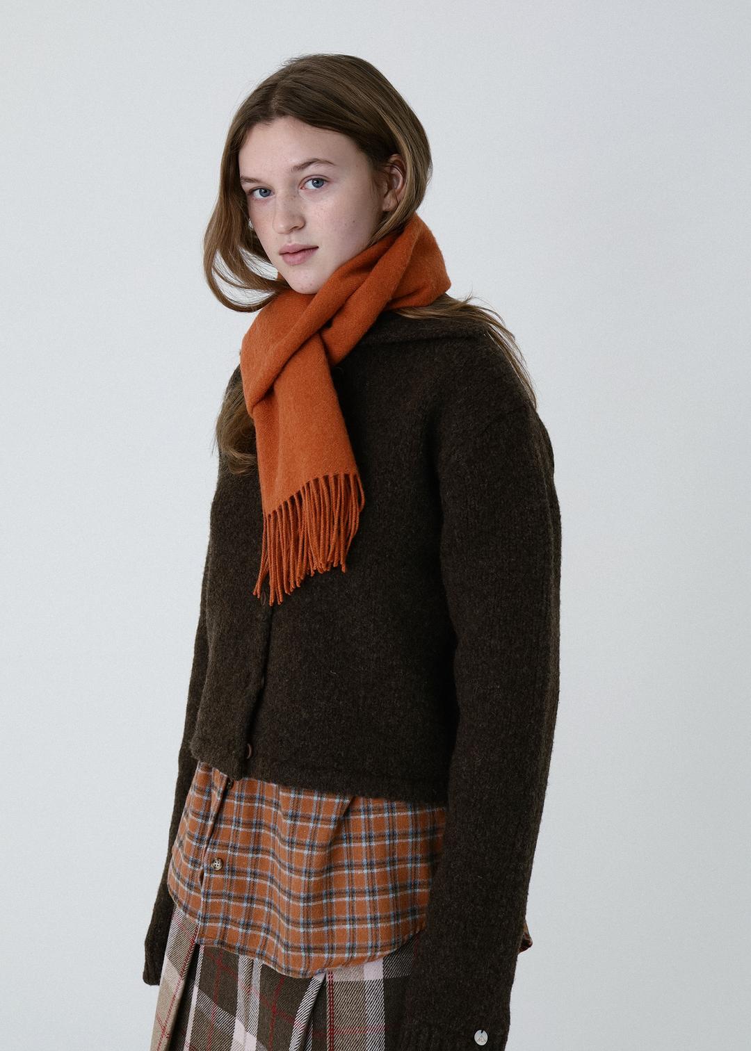 Collar knit cardigan (Brown)