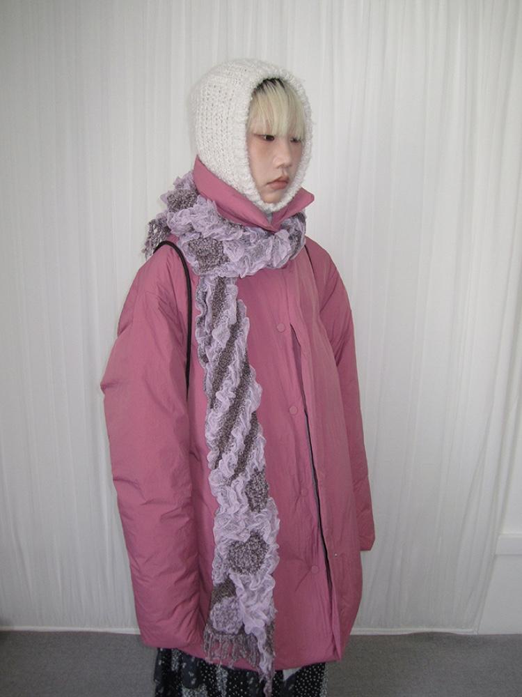 3months Stand collar mid-length down jacket