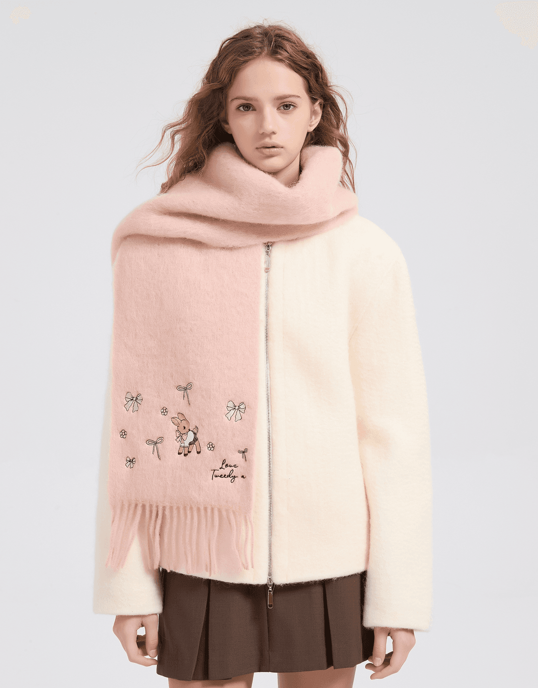 디아 러브 리본 머플러 핑크