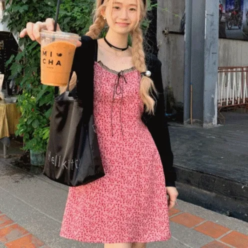 당일출고🚀 [L-4XL/빅사이즈] 레이스레드 레이어드 나시원피스 여름원피스 슬립원피스 비치원피스 뷔스티에 워터밤