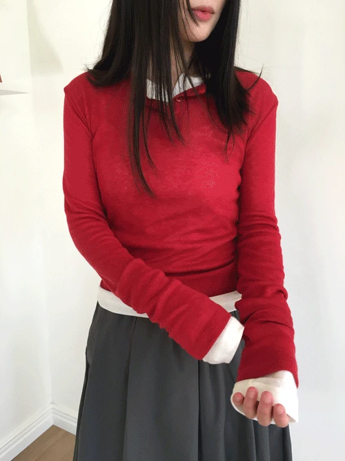 빅터 버튼 레이어드 긴팔티 (7colors)