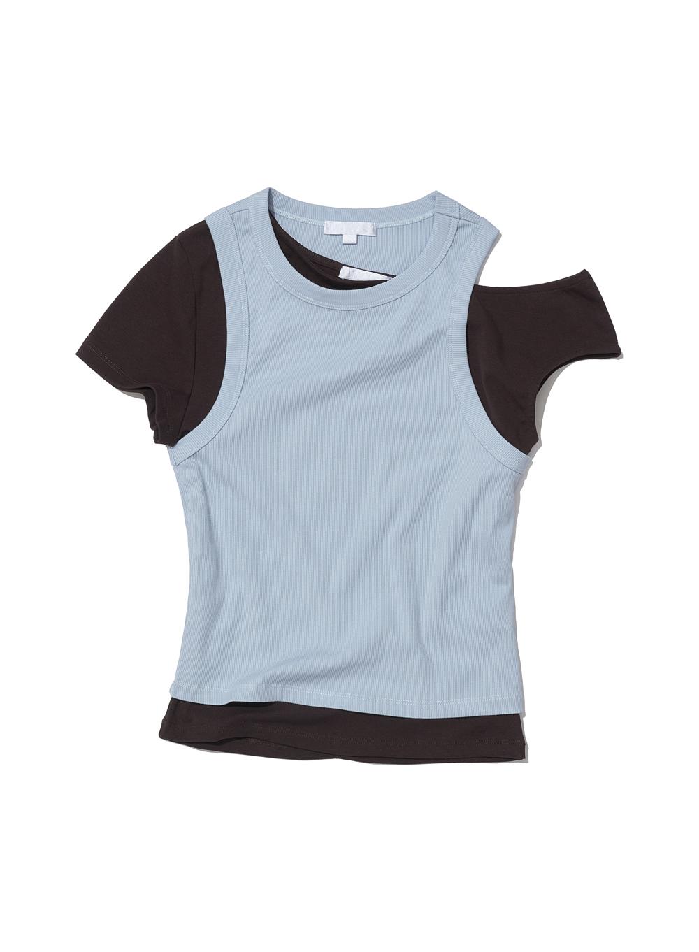 [WOMEN] PWC (SET) UNBALANCE DOUBLE LAYERED TOP_BROWN