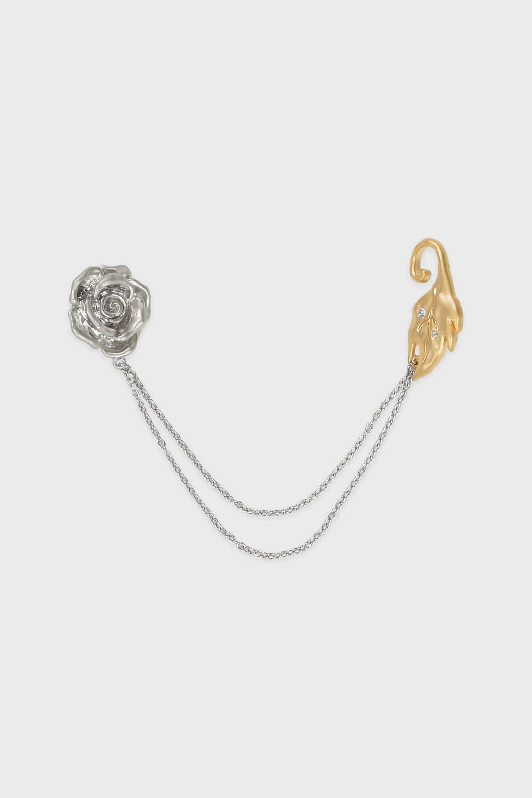Linked Roseleaf Brooch (Silver Gold)