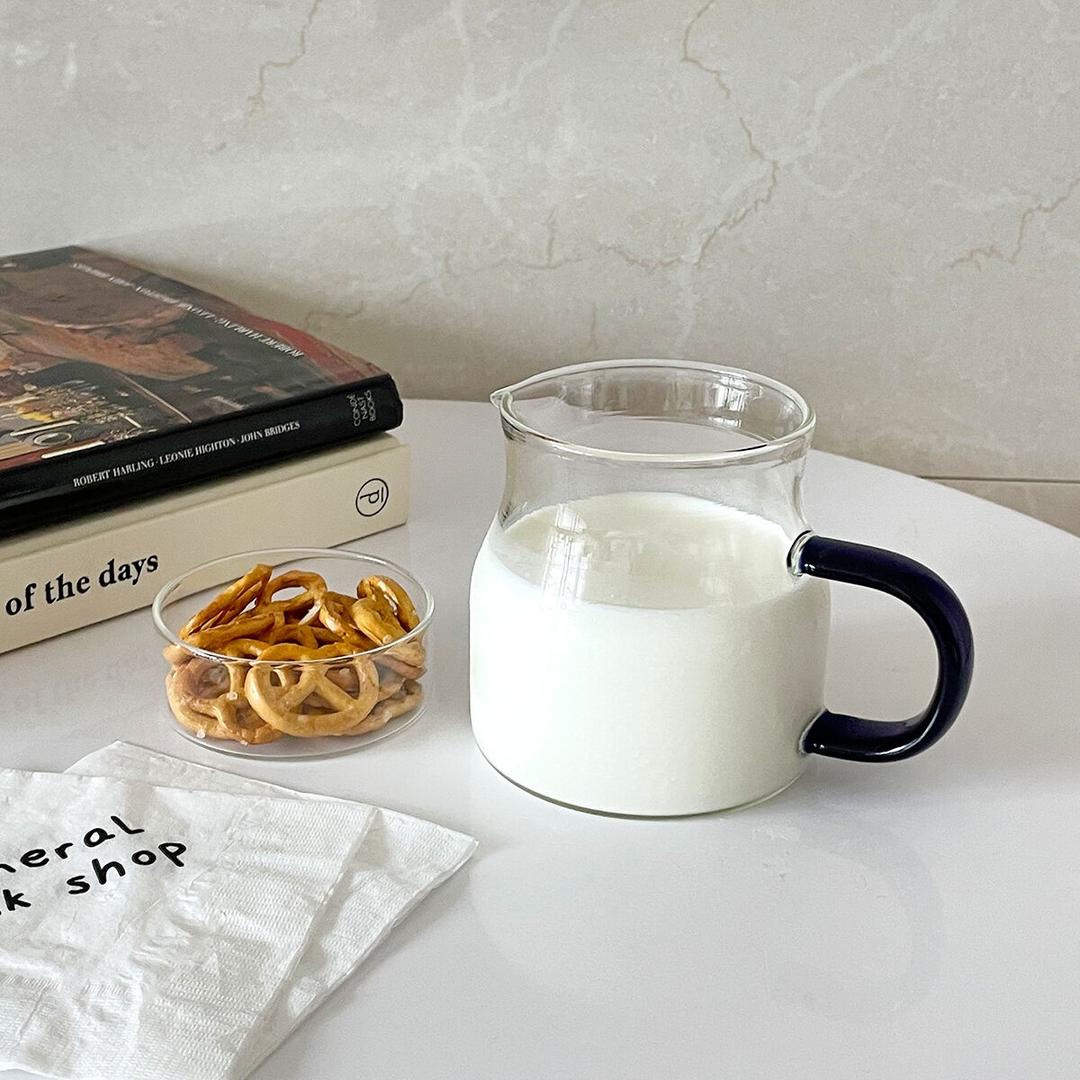 1+1 퓨어 내열유리저그 400ml 블루 주전자컵 티팟 찻잔 물병 머그 홈카페