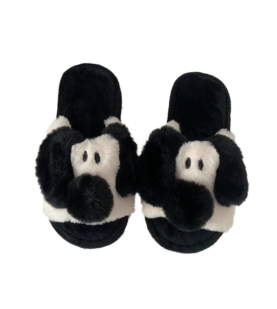 피비씨비 복슬 강아지 털슬리퍼 블랙 실내화 사무실화 따뜻한 보온 슬리퍼