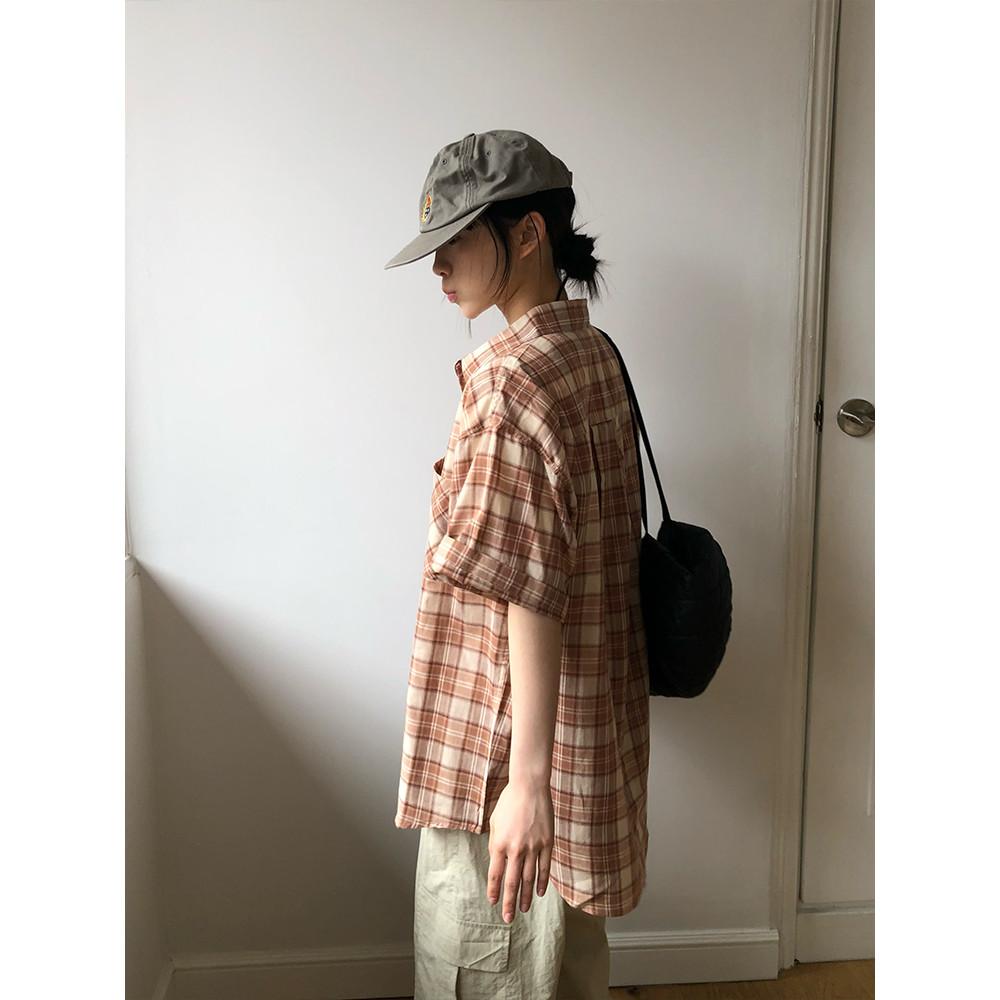 르방 체크 반팔 셔츠 (2color)