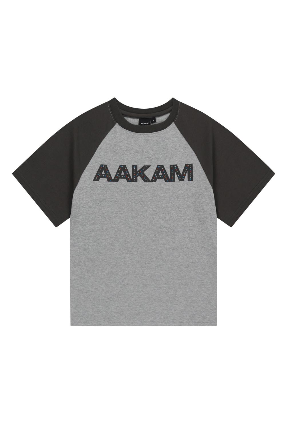 [6.30 예약배송] AKM Rhinestone Raglan Half Top (Gray)