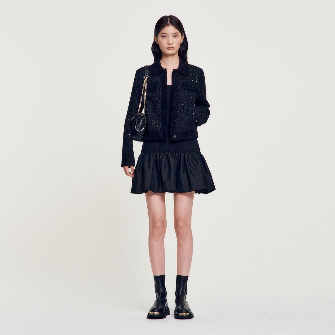 스몰 스팽글 트위드 자켓