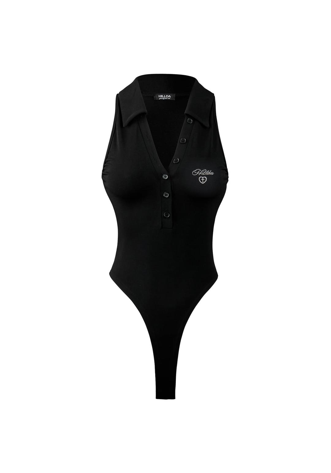 Emo Collar Bodysuit [Black]