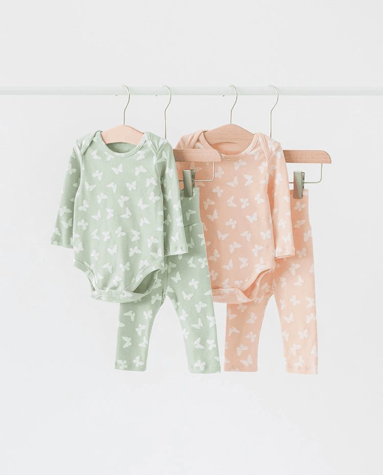 [베이비]쫀득 코튼 스판 긴팔 바디수트 세트_나비_23BG