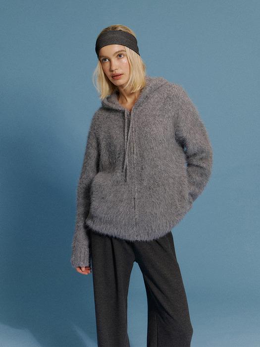 Fox Zip-up Hoodie in Grey