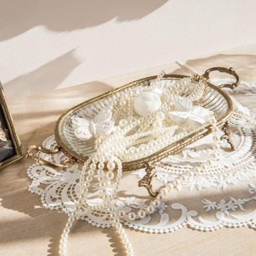 메종드블랑 골드 리프 정리 수납 유리 트레이 데코