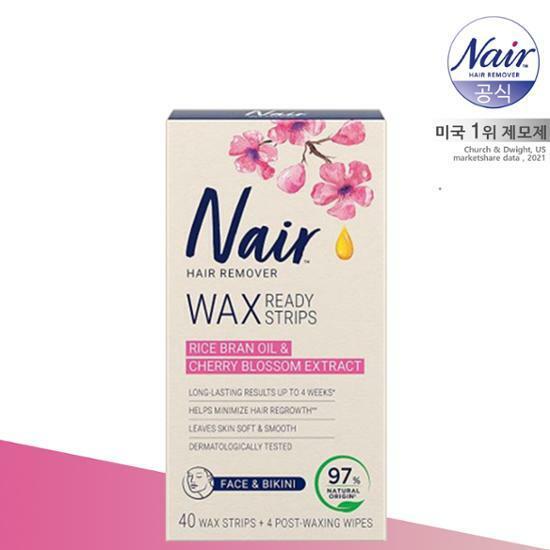 네어 얼굴&비키니라인 제모 왁스스트립40매+피니싱티슈4매