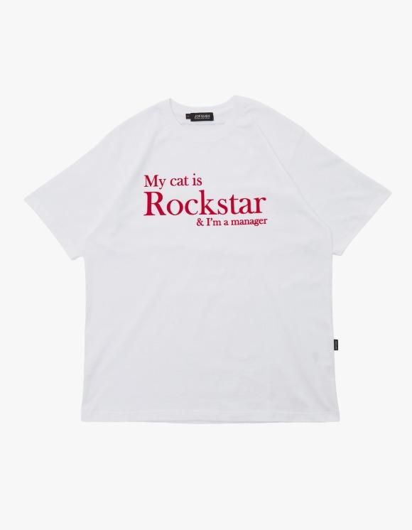 My cat is Rockstar & I'm a manager - White/Red