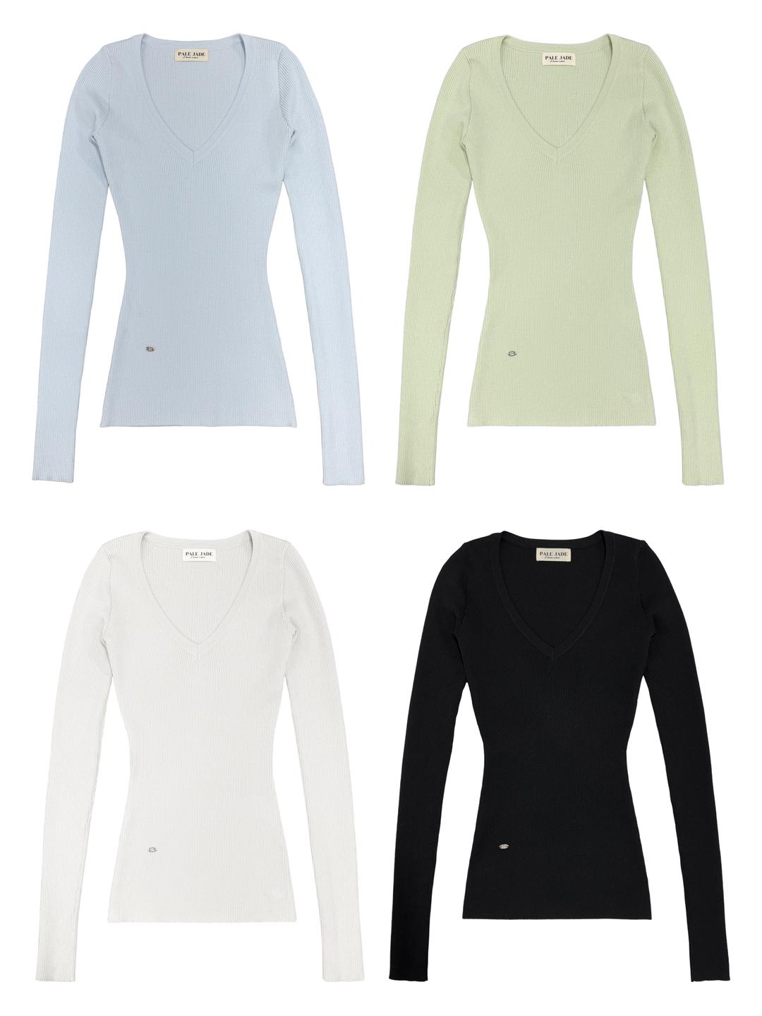 Deep V-Neck Knit T S/S