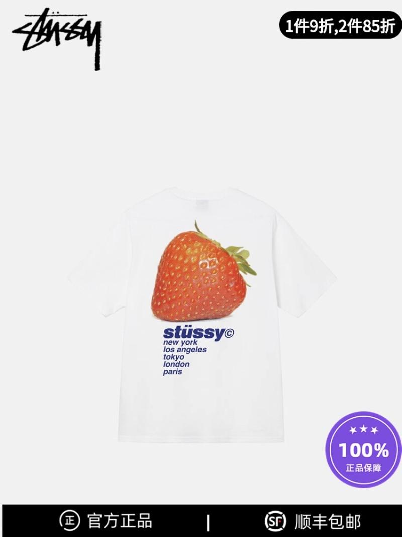 스투시 스트로베리 딸기 프린팅 반팔 티셔츠 유니섹스 stussy