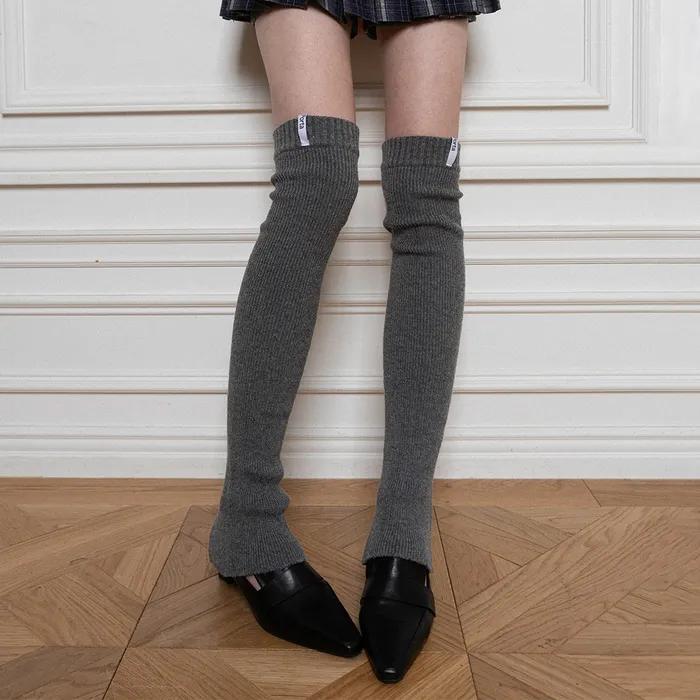 LOGO KNIT LONG LEG WARMER, GREY