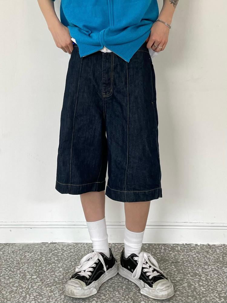 [남여공용] 핀턱 와이드 하프 팬츠