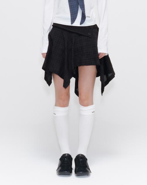 Unbalanced flow mini skirt CHECK