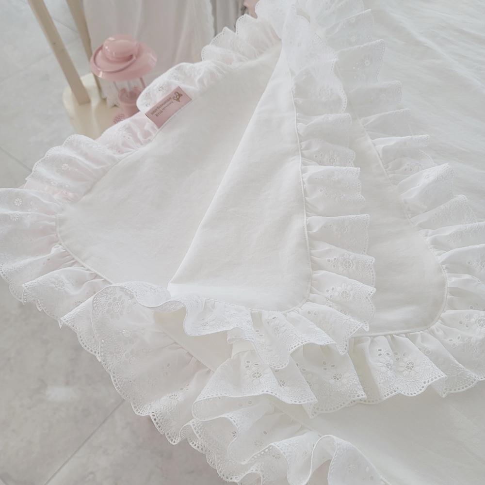 광목2겹 레이스 프릴 식탁보 겸 다용도 덮개-플레인