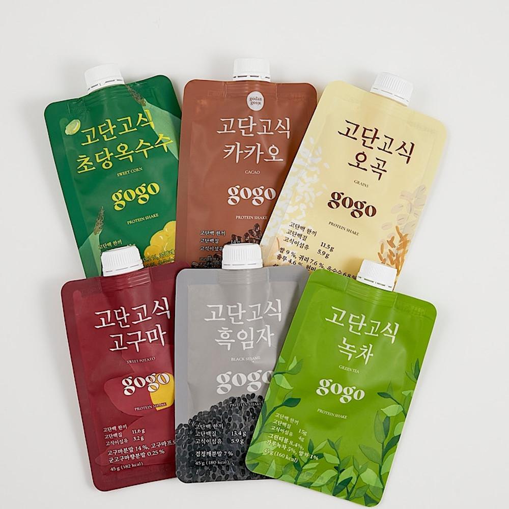 고단고식 다이어트 쉐이크 6종 흑임자 초당옥수수 고구마 오곡 카카오 녹차맛 아침식사대용