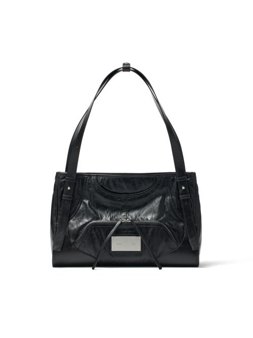 TWO WAY STRAP SQUARE BAG IN BLACK