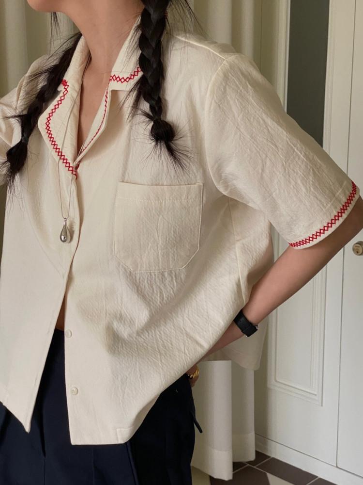 (7일소요)헤즐리 자수셔츠 / 반팔셔츠 반팔남방