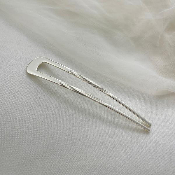 리얼 은도금 U자 13cm 메탈 왕비녀