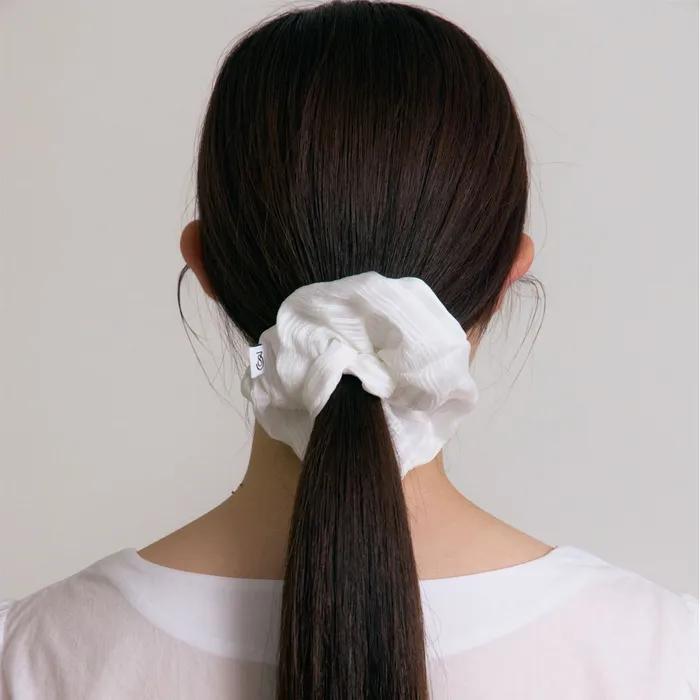 [20차] Check Sheer Scrunchie (White)