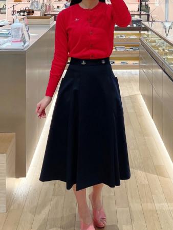 비비안웨스트우드 22ss ORB버튼 라이딩 스커트(블랙,스트라이프)