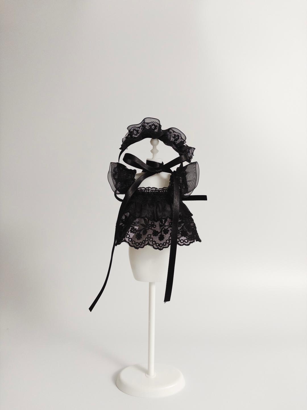 062 Lace frill dress set Black − for yukiyas