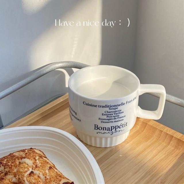 본아페티 레터링 머그컵 홈카페 프랑스 북유럽 감성 식기 컵