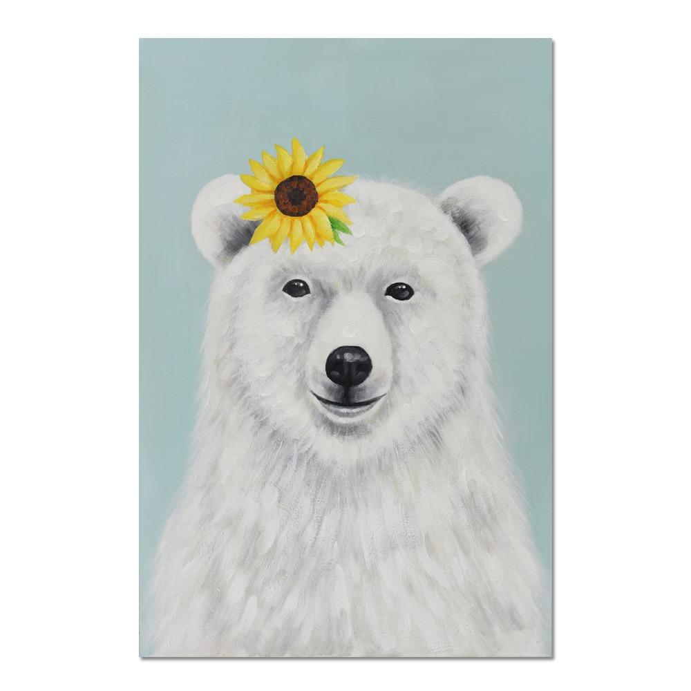 핸드페인팅 해바라기곰 캔버스 액자