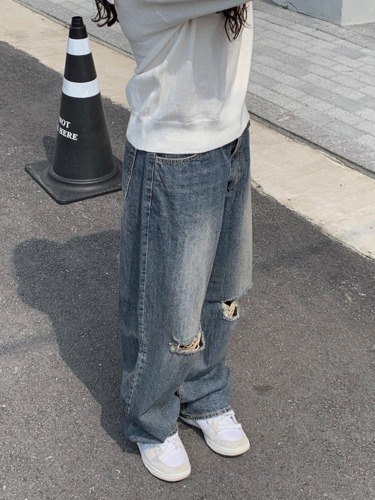 멀크 로우웨이스트 빈티지 데님 팬츠 2color