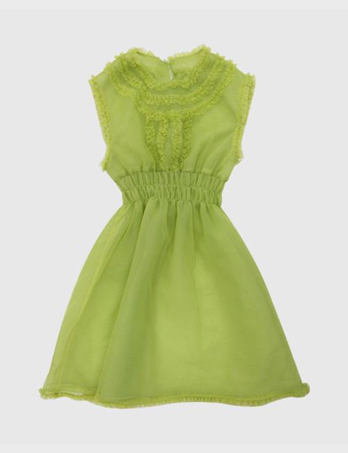 ruffle mini dress in green