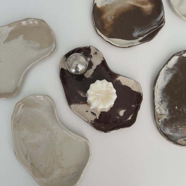 마블 물감 브라운 베이지 캔들 향수 화장품 악세사리 도자기 트레이 보관함 감성 오브제