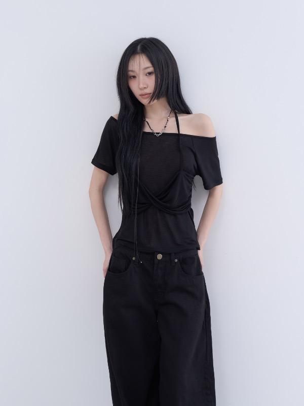 drape twist loose neck tee