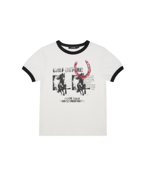 Horseshoe Ringer Top (White)