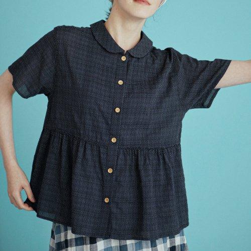 셔링 셔츠 4부 (도트) 네이비 232303ONV