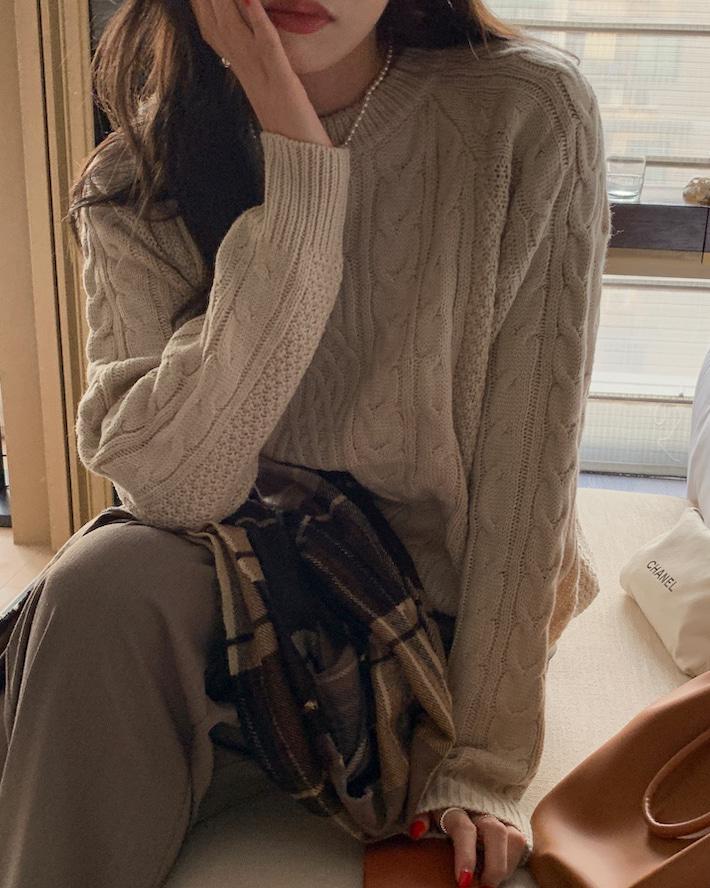 [TooToo] 비스 케이블 니트 /2Color