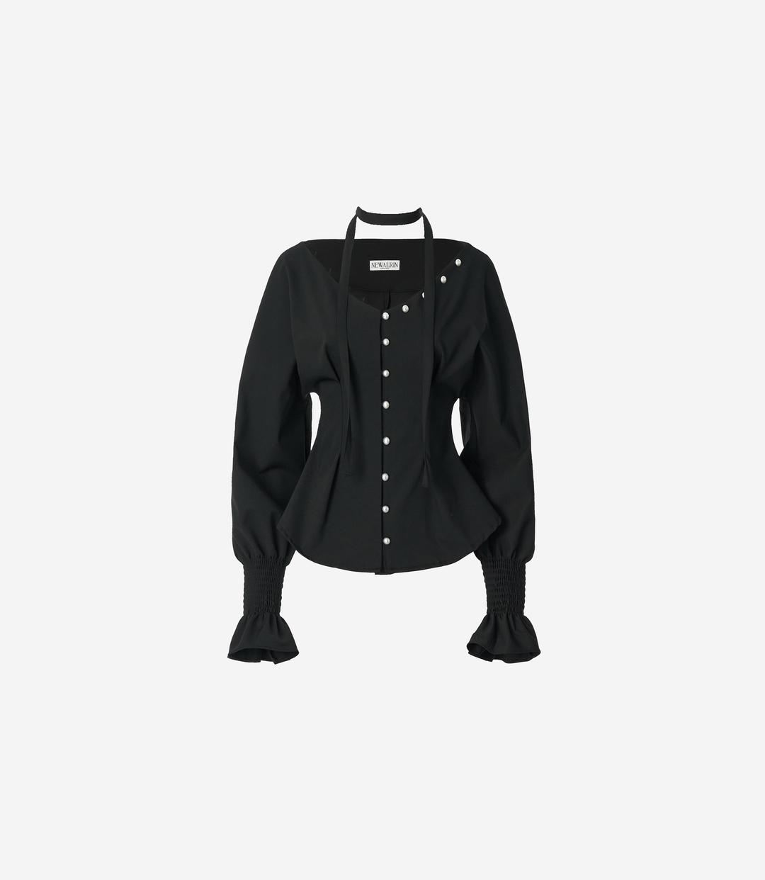 Belle smocked Scarf Blouse