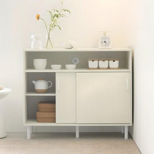 [방문설치] 플레이너스 데일리 크림 템바보드 슬라이딩 도어 이동식 선반 거실 주방 다용도 수납장 1000 - 수납장 | 쿠팡